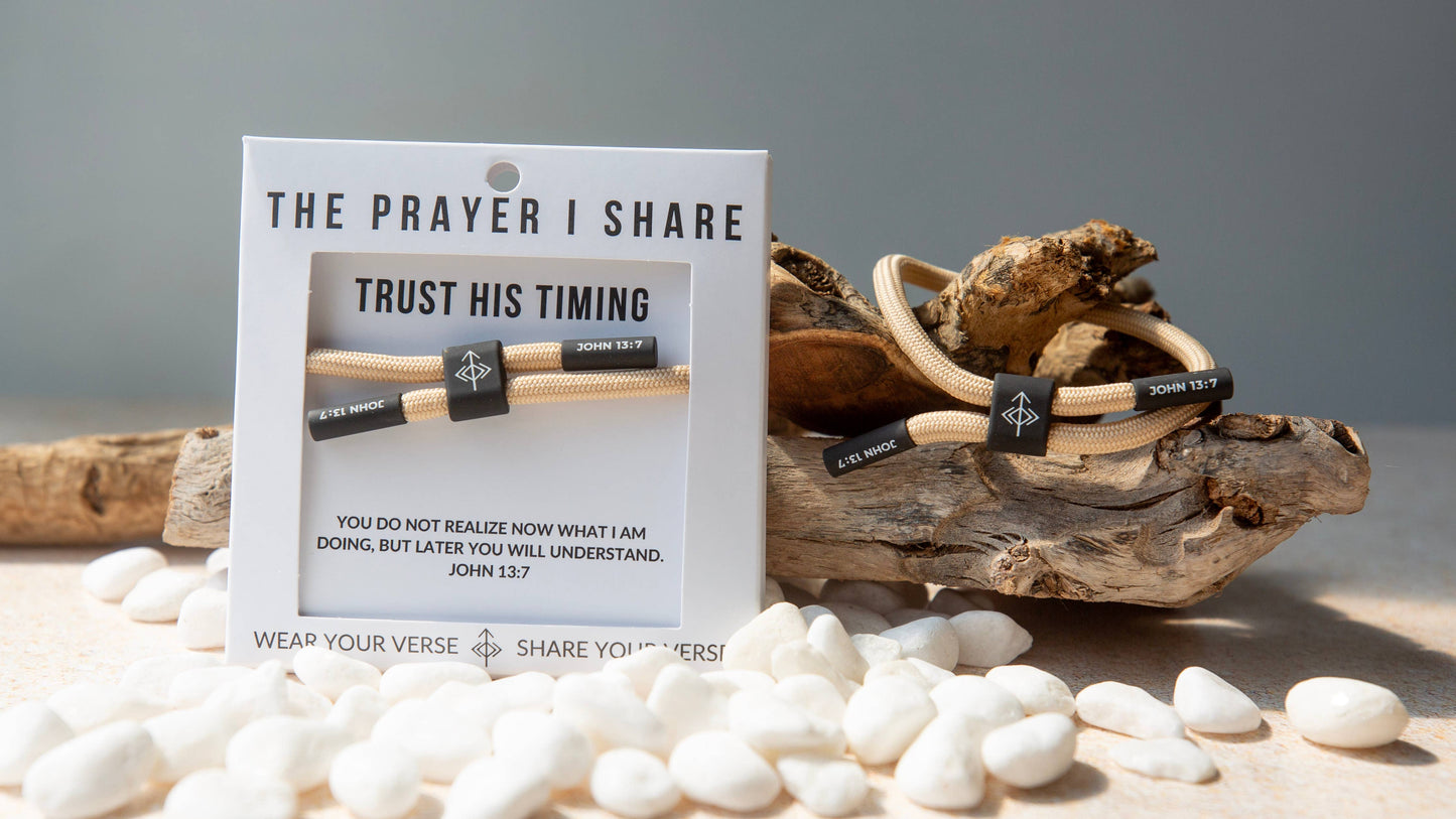 The Prayer I Share - TRUST HIS TIMING Christian Cord Bracelet