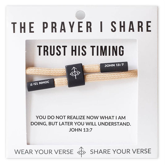 The Prayer I Share - TRUST HIS TIMING Christian Cord Bracelet